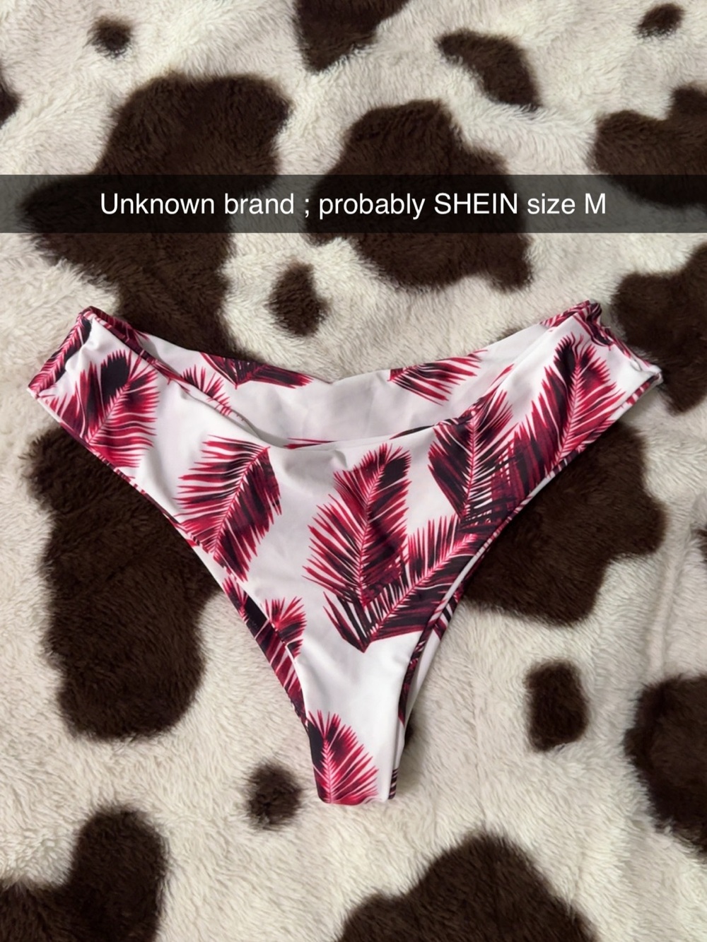 Unknown Brand Women's White Bikini Bottom with Pink Leaf Print